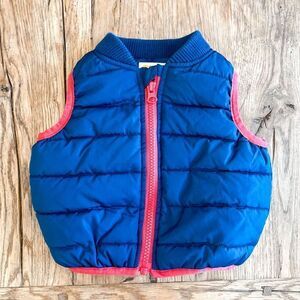 Mini Boden Blue Puffer Vest Size 6-12M